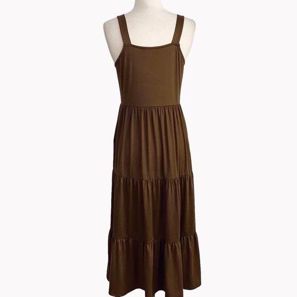 You & Me Boutique Sleeveless Tiered Midi Dress w/Pockets Women’s S (4/6) Mocha - Picture 8 of 11